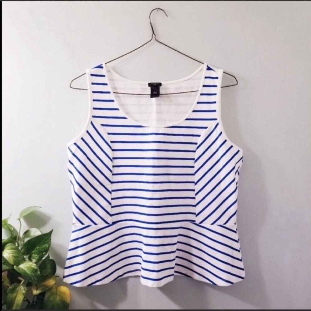 Ann Taylor ponte striped peplum tank blouse XL